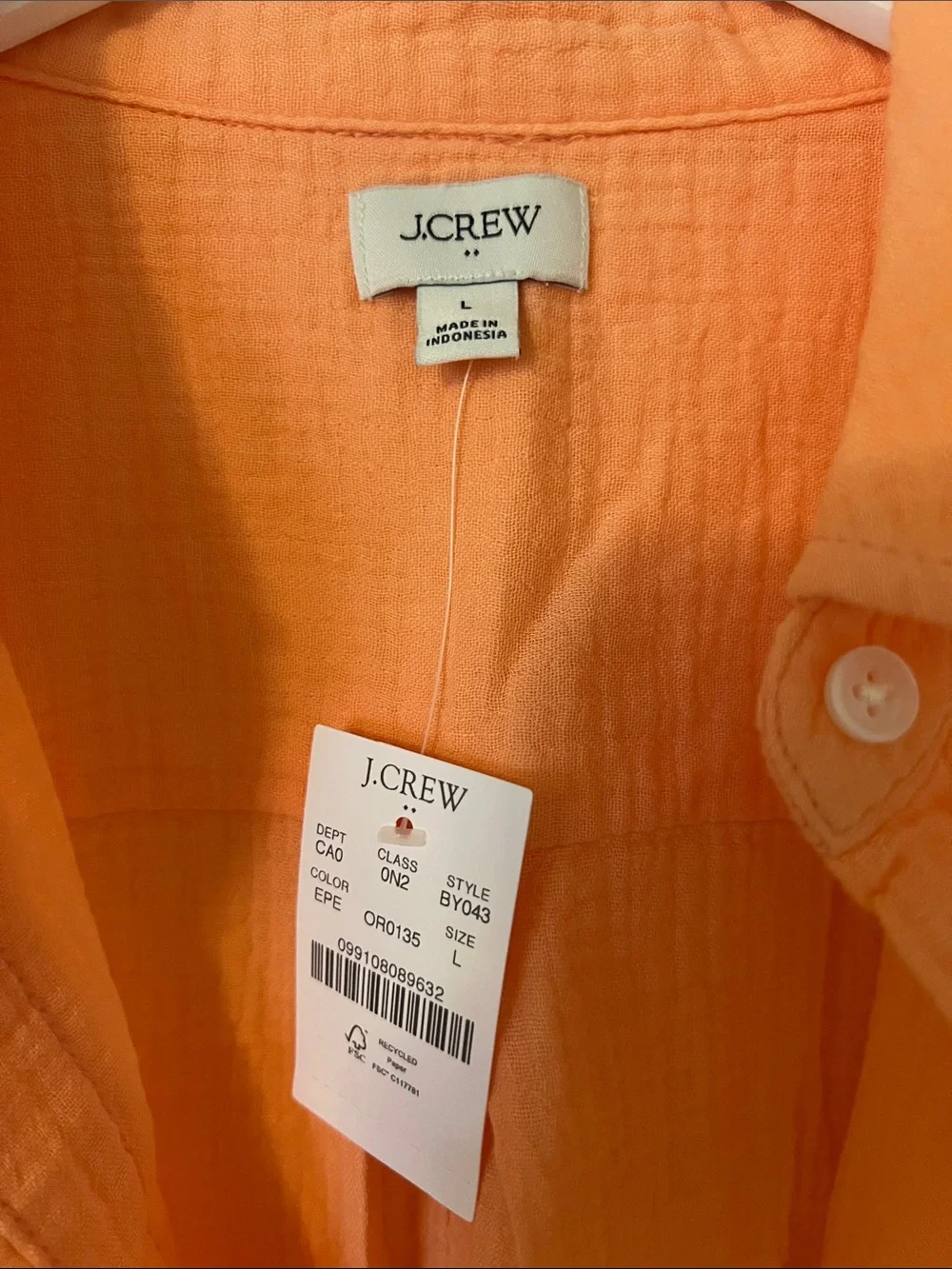 J. Crew Lightweight Orange Button-Up Shirt Jacket